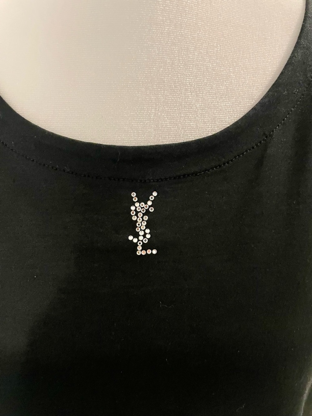 YSL Black Rhinestone Logo Top - Picture 2 of 15